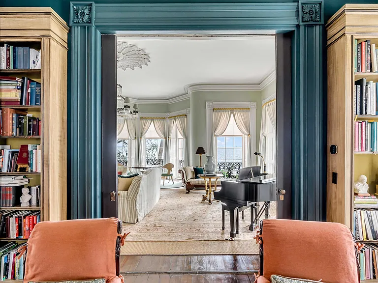 Scott Bessent's Charleston Waterfront Mansion, 1800s mansion details with gold leafing and antique furniture