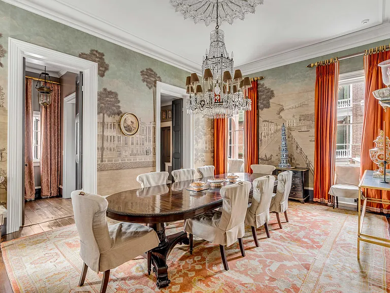 Scott Bessent's Charleston Waterfront Mansion, 1800s mansion formal dining room