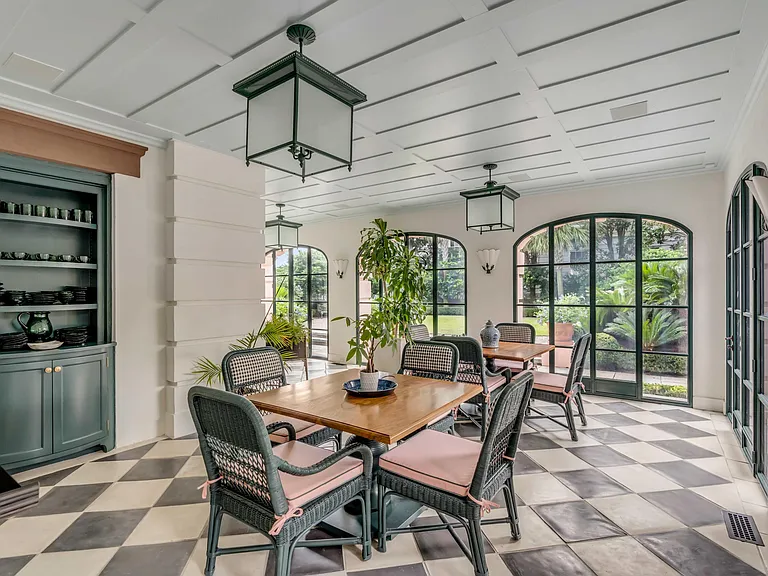 Scott Bessent's Charleston Waterfront Mansion, Italian-inspired sun room with touches of Lake Cuomo