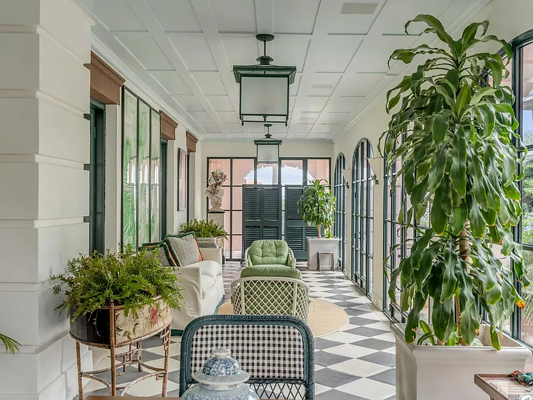 Scott Bessent's Charleston Waterfront Mansion, Italian-inspired sun room with touches of Lake Cuomo