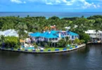 Crazy Florida mansion located at 1201 Marble Way in Boca Raton, exterior view from the Intracoastal