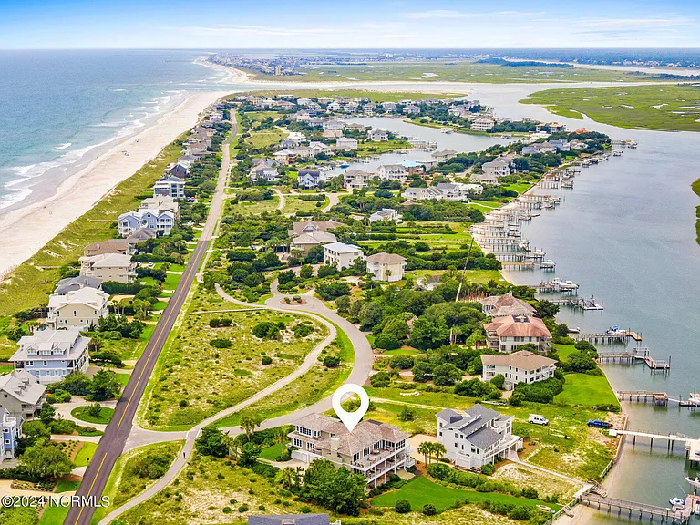 Wilmington Beach Mansion with Panoramic Views, exterior panoramic shot by the Atlantic Ocean beach