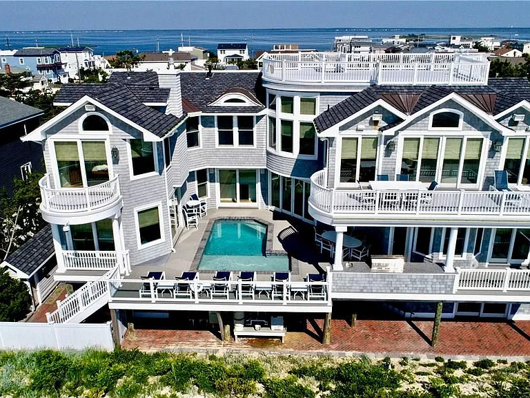 Renovated LBI Beach Mansion, exterior of 6601 Ocean Blvd, Long Beach Township, NJ