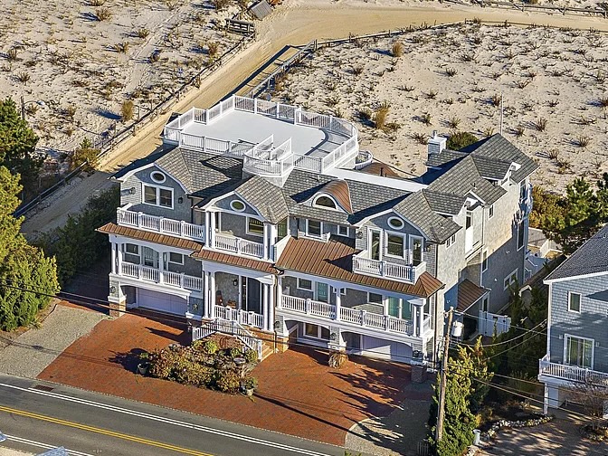 Renovated LBI Beach Mansion, exterior of 6601 Ocean Blvd, Long Beach Township, NJ