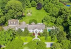 Locust Valley New York mansion, exterior aerial view