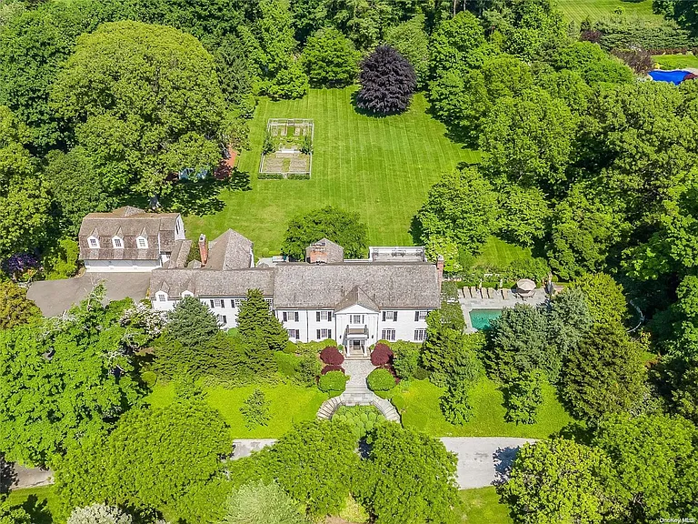 Locust Valley New York mansion, exterior aerial view