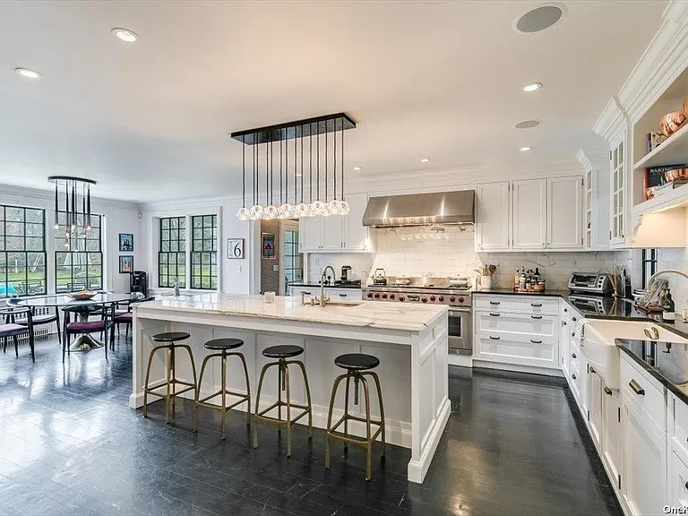 Locust Valley New York mansion, interior modern white kitchen