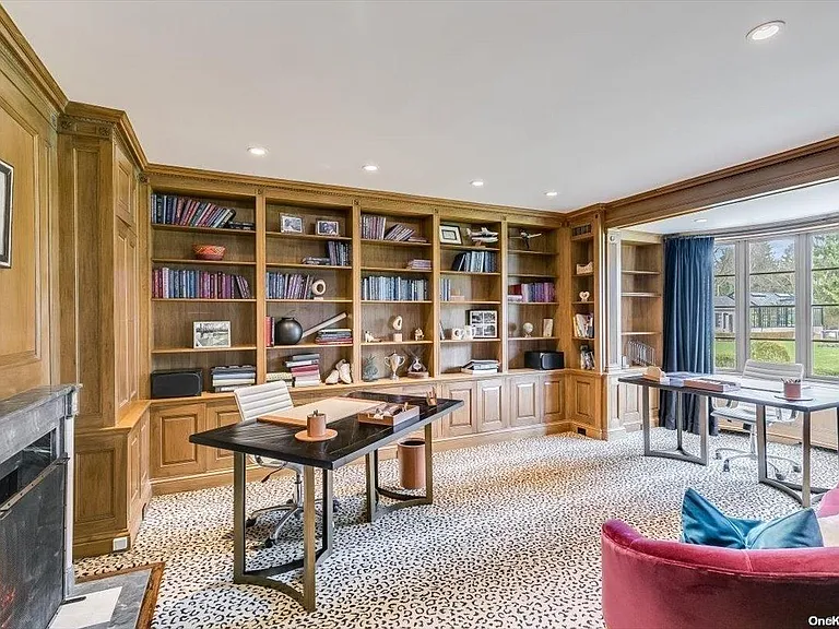 Locust Valley New York mansion, interior classic wood study and home library