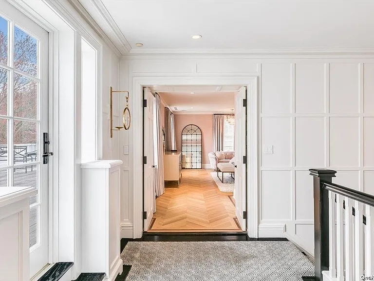 Locust Valley New York mansion, modern white hallways