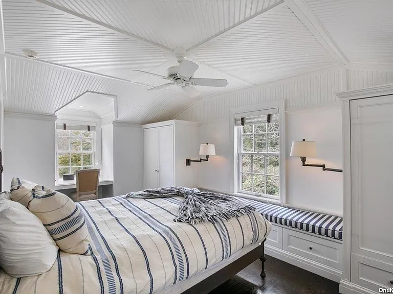 Locust Valley New York mansion, modern bedroom with lots of natural light