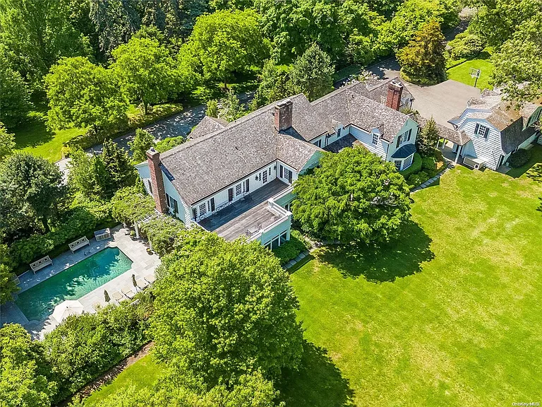 Locust Valley New York mansion, exterior aerial view